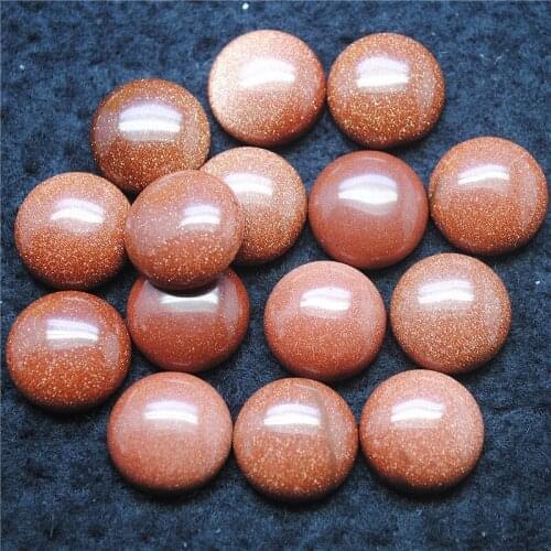 6PCS Golden Stone Cabochons Round Shape No Hole Size 16MM Beads Cabs For Metal Base Pendants Making Accessories Free Shipping
