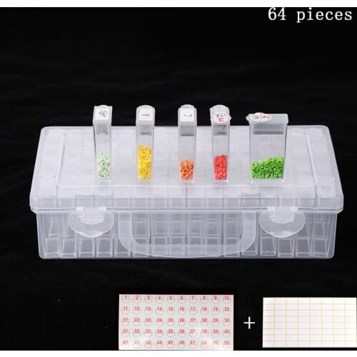 64 Bottles Diamond Painting Tools Accessories Storage Box Beads Container Diamond Embroidery Stone Mosaic Convenience Box