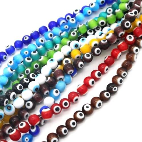 8mm Round-glass-beads eye lampwork beads bracelet-making DIY-Craft Handmade mix color women for wedding bridal accessories