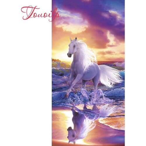 TOUOILP 5D DIY Diamond Painting Full Square/Round Drill "Animal horse Sea view " 3D Embroidery Cross Stitch Mosaic Home Decor