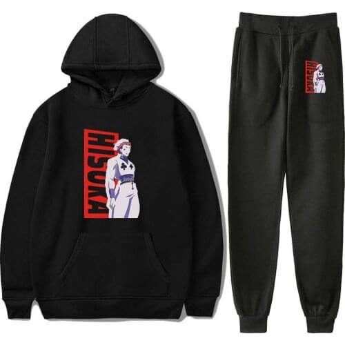 Anime Hunter X Hunter Hisoka Tracksuit Men Sets Fashion Sporting Suit Hooded Sweatshirt +Sweatpants Mens Clothing 2 Pieces Set