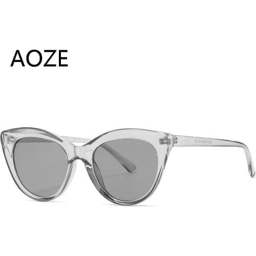 AOZE 2021 New Fashion Brand Designer Cat Eye Sunglasses Women Oversized Frame Vintage Sun Glasses oculos de sol UV400