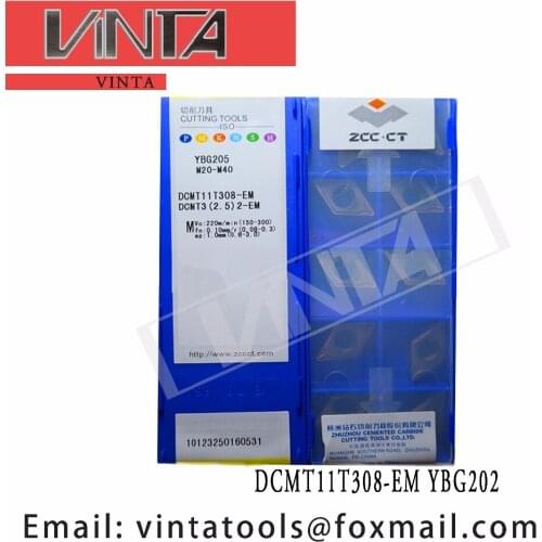Free shipping high quality 10pcs/lots YBG202 YBM253 YBG205 DCMT11T308-EM cnc carbide turning inserts cutting blade tools