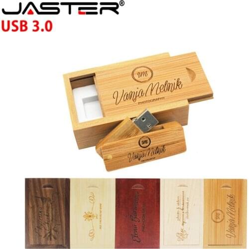 Free Custom LOGO Wooden USB 3.0 Flash Drive 4G 8G 16GB 32GB 64GB 128G High Speed Pen Drives Wedding Photography Box Memory Stick