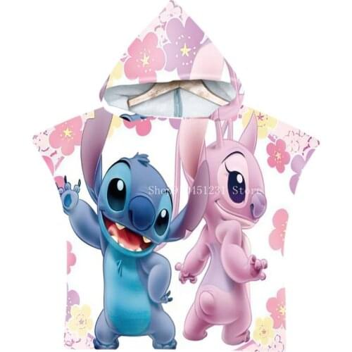 Cartoon Hooded Baby Bathrobe Cute Stitch bath Blanket Hooded Bath Wrap Swaddle Newborn Bathrobe Cloak Baby Towel Home textiles