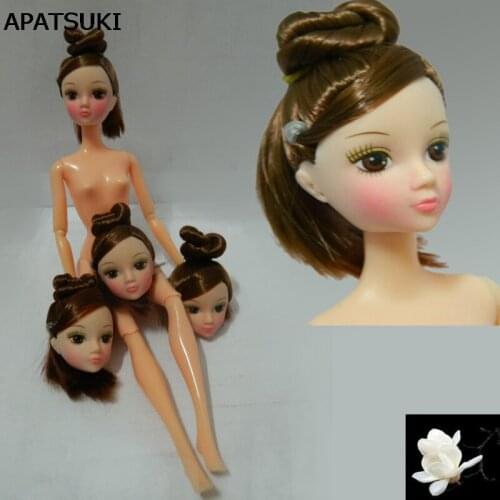 DIY Kids Toy Doll Head with Pretty Makeup Doll Accessories For 11.5" Doll Heads For 1/6 BJD Doll House