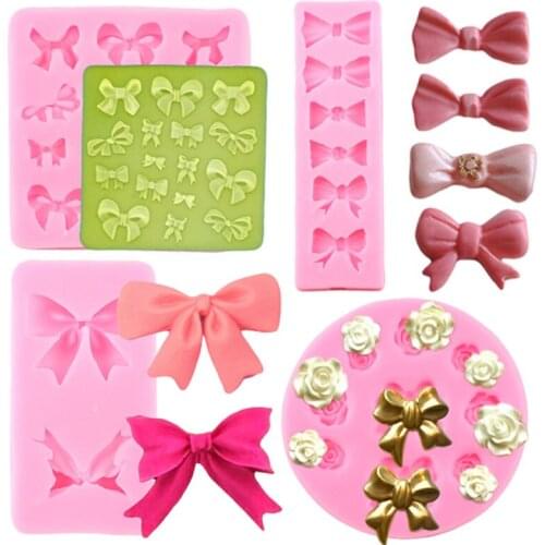 DIY Bow Ties Silicone Mold Candy Clay Mould Chocolate Gumpaste Moulds Baby Birthday Cupcake Topper Fondant Cake Decorating Tools