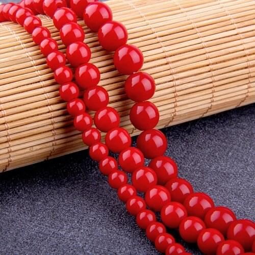 Smooth Red Jades Agates Beads Round Loose 4 6 8 10 12 MM Chalcedony Beads DIY Ball Loose Beads For Jewelry Making Carnelian