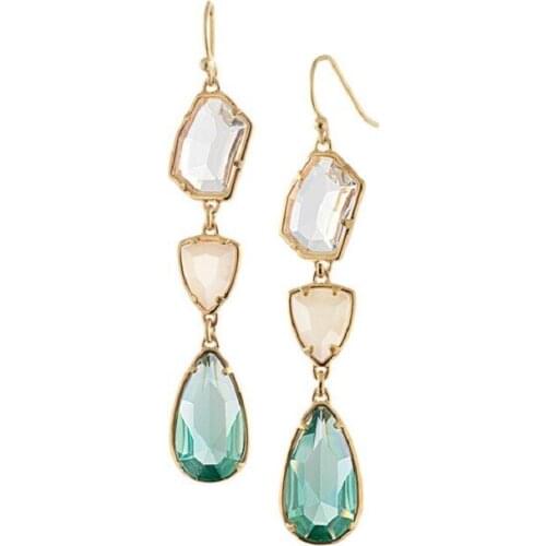Hot selling Geometric Long Trendy Dangle Earrings For Girls Women Vintage Crystal Statement Earrings Fashion Jewelry For Party