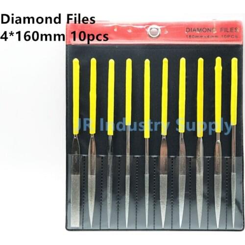 Jrealmer 10pcs Assorted Best Diamond Needle File Set Sharpening 4x160mm Jeweler Diamond Gringding Carving Craft Tool Metal