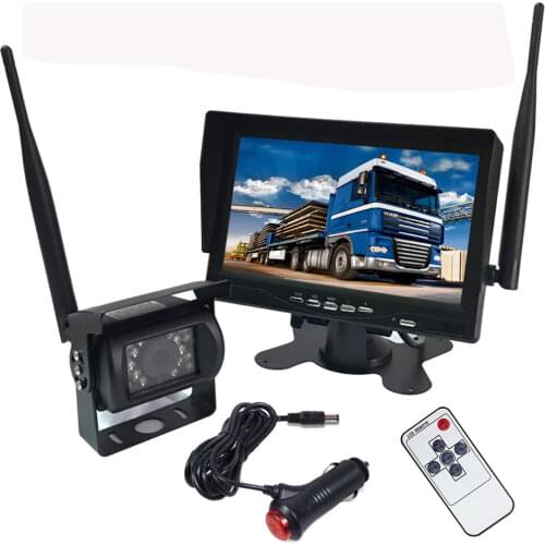 12-24V Wireless 7" HD TFT LCD Vehicle Backup Rear View Camera Monitor for Bus Truck RV