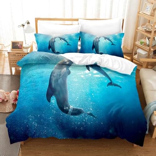Dolphin Shark Bedding Set Single Twin Full Queen King Size Ocean Fish Bed Set Childrens Kid Bedroom Duvetcover Sets 3D Print 11