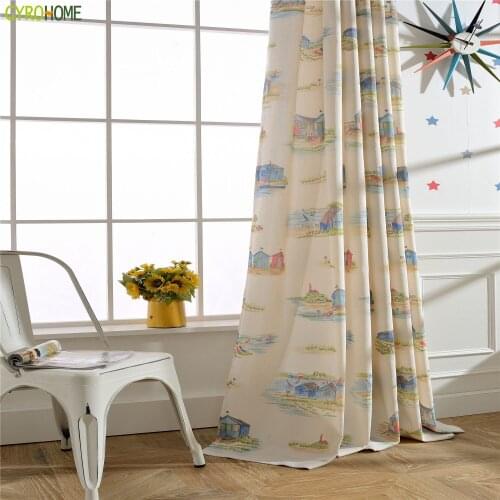 Light Yellow Cartoon Curtains Mediterranean Style Room Kids Decoration Drapes House Design Child Cortinas for Bedroom