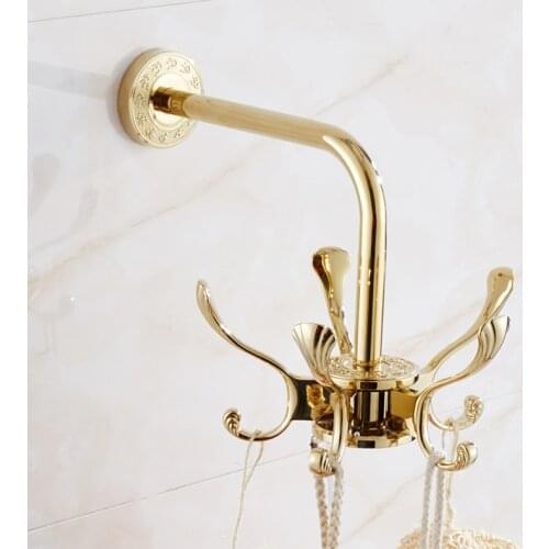 Robe Hooks Solid Brass Movable Flexible Coat Hooks Towel Bags Clothes Hangers Wall Mounted Bathroom Accessories Towel Rack 238H