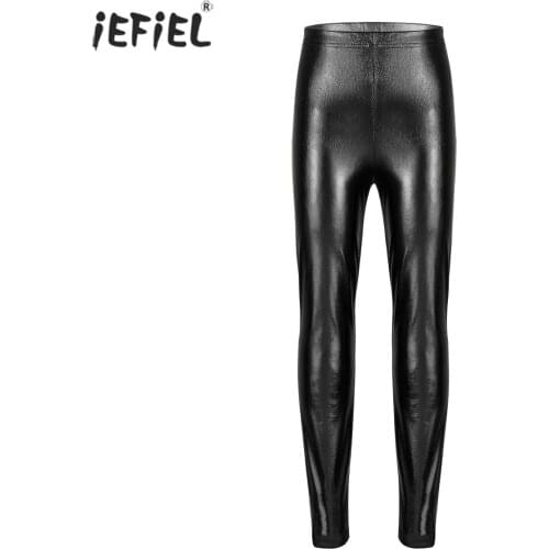 Girls Shiny Metallic Skinny Solid Color Pencil Pants Kids Clothes Jazz Dance Performances Girls Leggings Fashion Kids Clothes