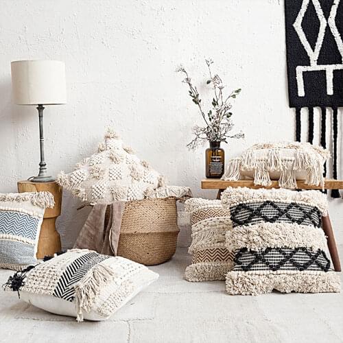 Moroccan Indian Handmade Pillow Cover Square Throw Pillow cover Long Lumbar Pillow Livingroom Sofa Bed Decoration 45X45cm