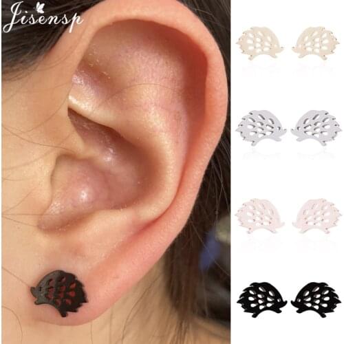 Cute Animal Ear Studs Fashion Small Stainless Steel Hedgehog Earrings for Women Child Simple Jewelry brincos para as mulheres