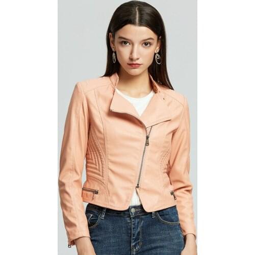 Fashion PU Leather Jacket Women Slim Soft Faux Leather Jackets Red Leather Coat Woman Punk Moto Bikers Jacket Veste Cuir Femme