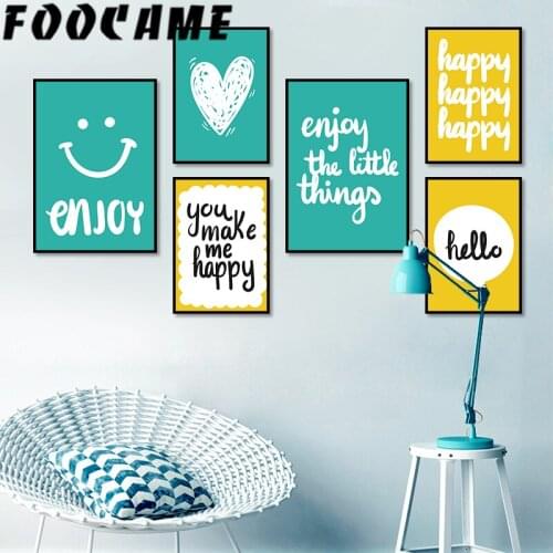 Cartoon Letter Smiley Love Motivational Poster Minimalism Wall Art Canvas Painting Nordic Living Room Decoration Print Pictures