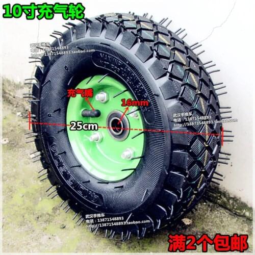 10 inch 4.10-4 inflatable wheel 4.10/3.50-4 tire 3.50-4 pneumatic wheel trolley castor trailer wheel 16mm bearing wheel bump hub