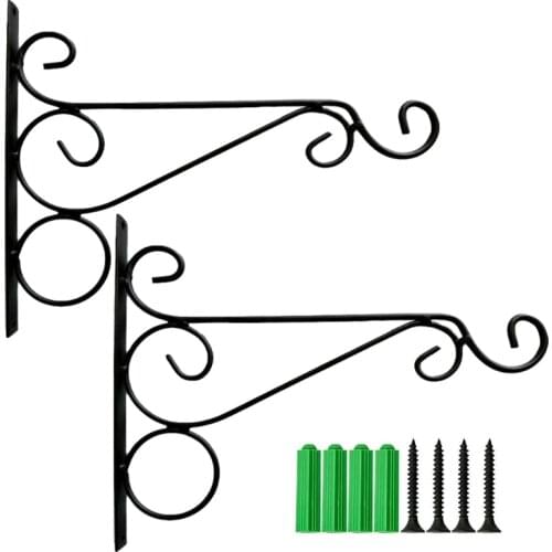 Wall Light Hook Bracket Black Decorative Wall Hanger for Wind Chimes Garden Hanging Basket Planter Lantern Flower Pot