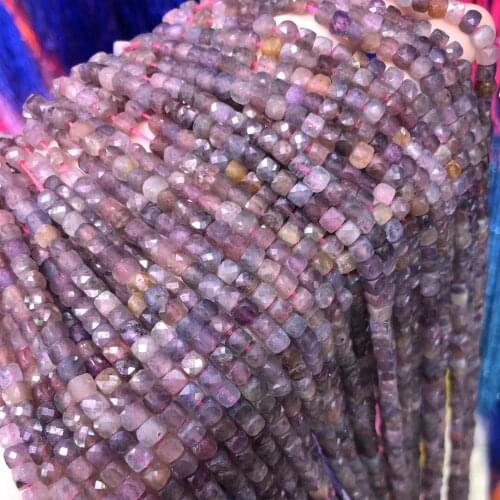 Natural Stone Red Sapphires Beads 4mm Small Square Section Loose Stone Bead for Jewelry Making DIY Bracelet Necklace Strand 15