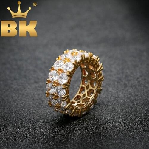 Wedding Ring Women/Men Full Iced Out Cubic Zirconia Rings Micro Pave 2 Row Bling CZ Fashion Jewelry Valentines Day Gift