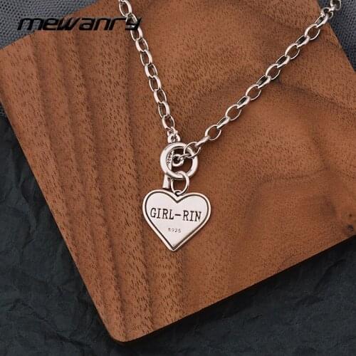 Mewanry 925 Sterling Silver Sweater Necklace for Women New Trend Vintage Holiday Party Simple Sweet Love Jewelry Birthday Gifts