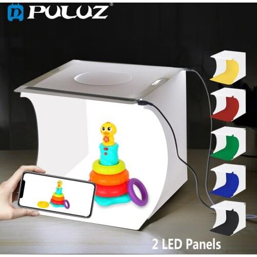PULUZ 2LED Light Box Light Box Mini Highlight Portable 1100LM Studio Set Small Photo Props Solution Equipment 6 Color Background
