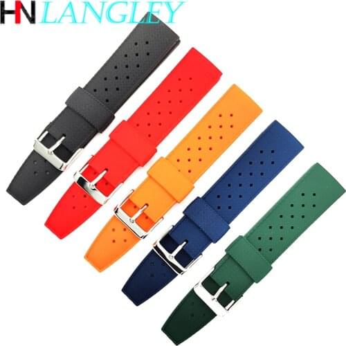New Tropical Fluoro Rubber Watch Strap 20mm 22mm Watch band For Seiko Replacement Wristband Diving Waterproof Straps