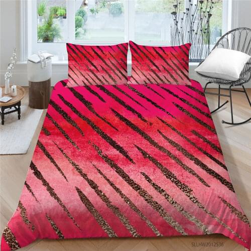 Luxury Bedding Set Leopard Print Creative King Size Duvet Cover Queen Single Twin Full Double Artistic Bed Set Red