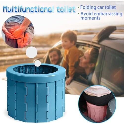 Outdoor Camping Toilet, Foldable Portable Toilet Waterproof Car Toilet Folding Commode for Camping Trips Traffic Jam
