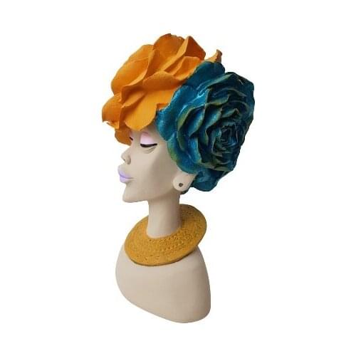 EU HOME DECORATION AROSE ROSE ŞAPKALI WOMEN DECOR MUSTARD TURQUOISE COLOR