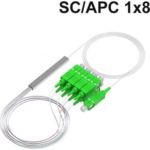 Premium 10PCS PLC SC/APC Fiber Optic Splitter 1x2 1x4 1x8 1x16 1x32 SM 0.9mm G657A1 1m FTTH Optical fiber Coupler