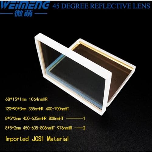 Weimeng 45 degree laser reflector cuboid / rectangle shape JGS1 quartz for Laser cutting welding engraving machine