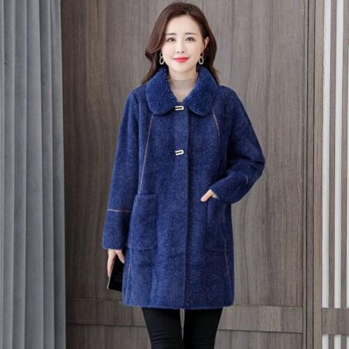 WYWAN 2020 Imitated mink velvet womens coat in winter gold mink velvet stretch knitted coat gold mink overcoat