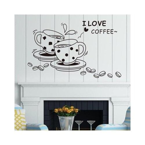 I Love Coffee Kitchen Decoration Wall Stickers Modern Wall Decals Home Decor Ceiling Sticker Vintage Poster