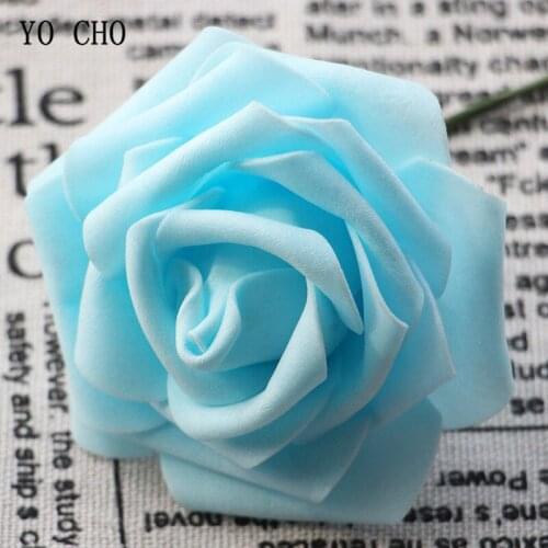 YO CHO 50PCS Large Foam Flowers Rose Artificial Flower Pink Flower Wall For Wedding Bride Bouquet Gift Box Decorative Flowers