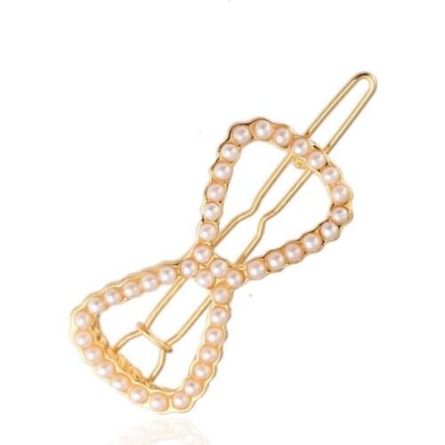 Korean Imitation Pearl Bowknot Hair Pin Hair Clip Barrette Hairpins Simple Hair Jewelry Hair Styling Accessories Wholesale JJ37