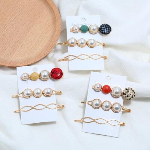 1 Set Crystal Pearl Hairpins For Women Hair Headwear Fashion Hair Clip Girl Barrettes Hair Accessories Jewelry Gifts