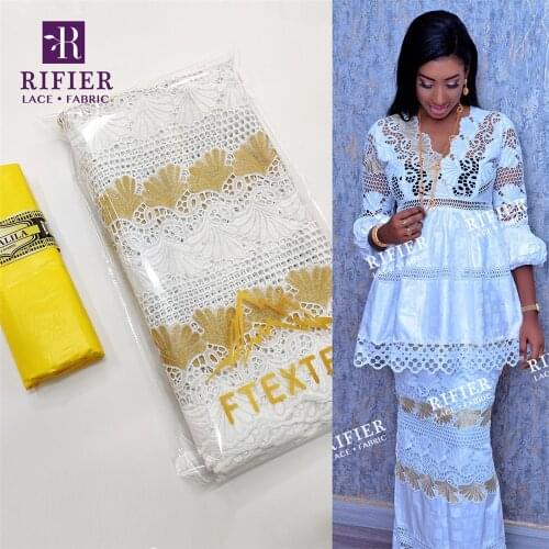 Factory Price!!!! 2.5 +2.5 Yards Bazin Riche Getzner 2020 New African 100% Cotton Fabric Lace With Embroidery Dry Lace Material