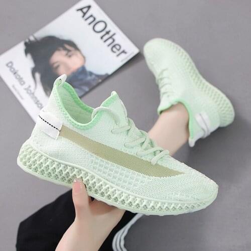 Mesh casual shoes womens sports shoes ladies outdoor shoes breathable womens lace-up flat shoes luminous