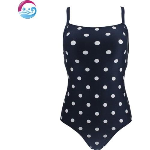 Large Size White Polka Dot Retro Swimsuit Triangle One piece Swimwear Women Bare Back and Shoulders Bikini Strap Tank Tops Girl