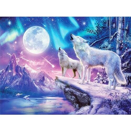 Animal Wolf Pre-Printed 11CT Cross Stitch Kit DIY Embroidery DMC Threads Hobby Handiwork Needlework Handmade Mulina Magic