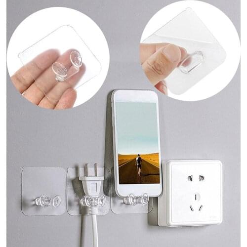 1/10pcs Wall Storage Hook Power Plug Socket Holder Office Adhesive SQY5581 Wall Hanger V5M1