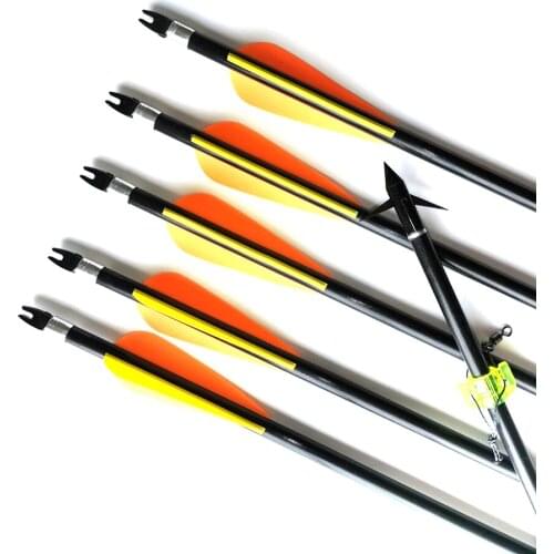 12PCS Fiberglass Arrows Spine 700 Length 32 Inch Diameter 7mm Drop-shaped Plastic Feather for Achery Recurve Bow Shooting