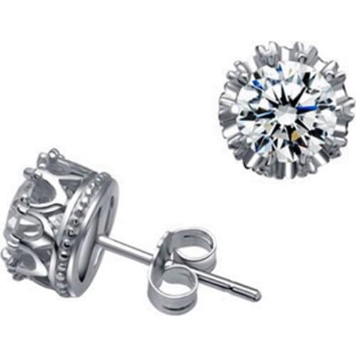 2019 Women'korean Earrings Luxury Brand Zircon White Crystal Stud Earring High Quality for Women Set Jewelry