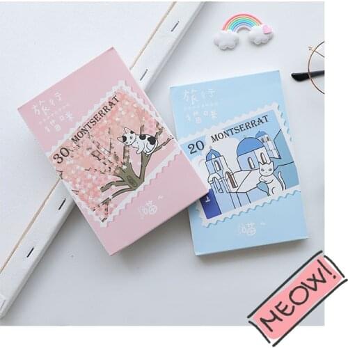 30 Sheets/Set Novelty Cat Travel Postcard/Greeting Card/Message Card/Birthday Letter Envelope Gift Card