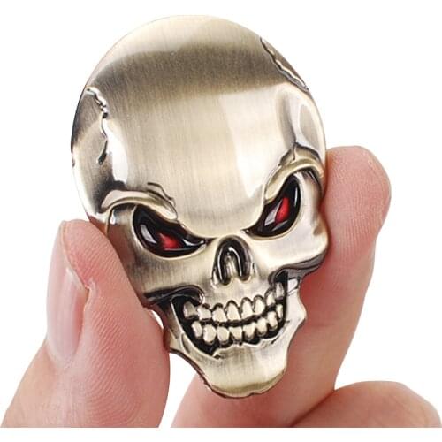 3D Metal Gold Black Skull Skeleton Car Motorcycle Decal Stickers Emblem Badge Skull Car Sticker Decal Bicycle Accessories