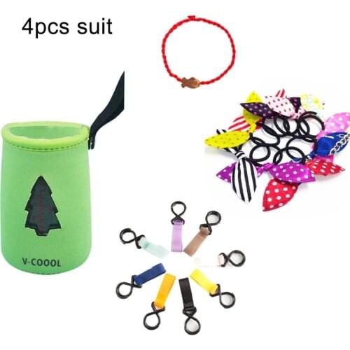 Baby Gifts 4pcs Suit Exquisite and Lovely Accessories Including Bottle Cover/Hook/Red String/Bow Knot Headband